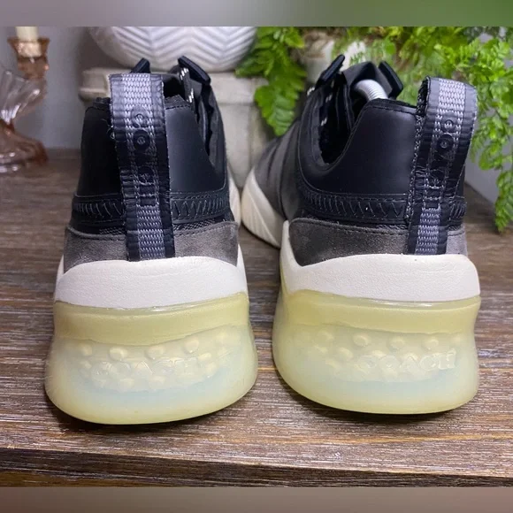 Coach Mens 12D Leather Citysole Runner Suede Designer Sneakers Shoes Black Gray - Picture 10 of 12